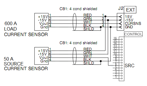Schematic to use two cable mounted current sensors
